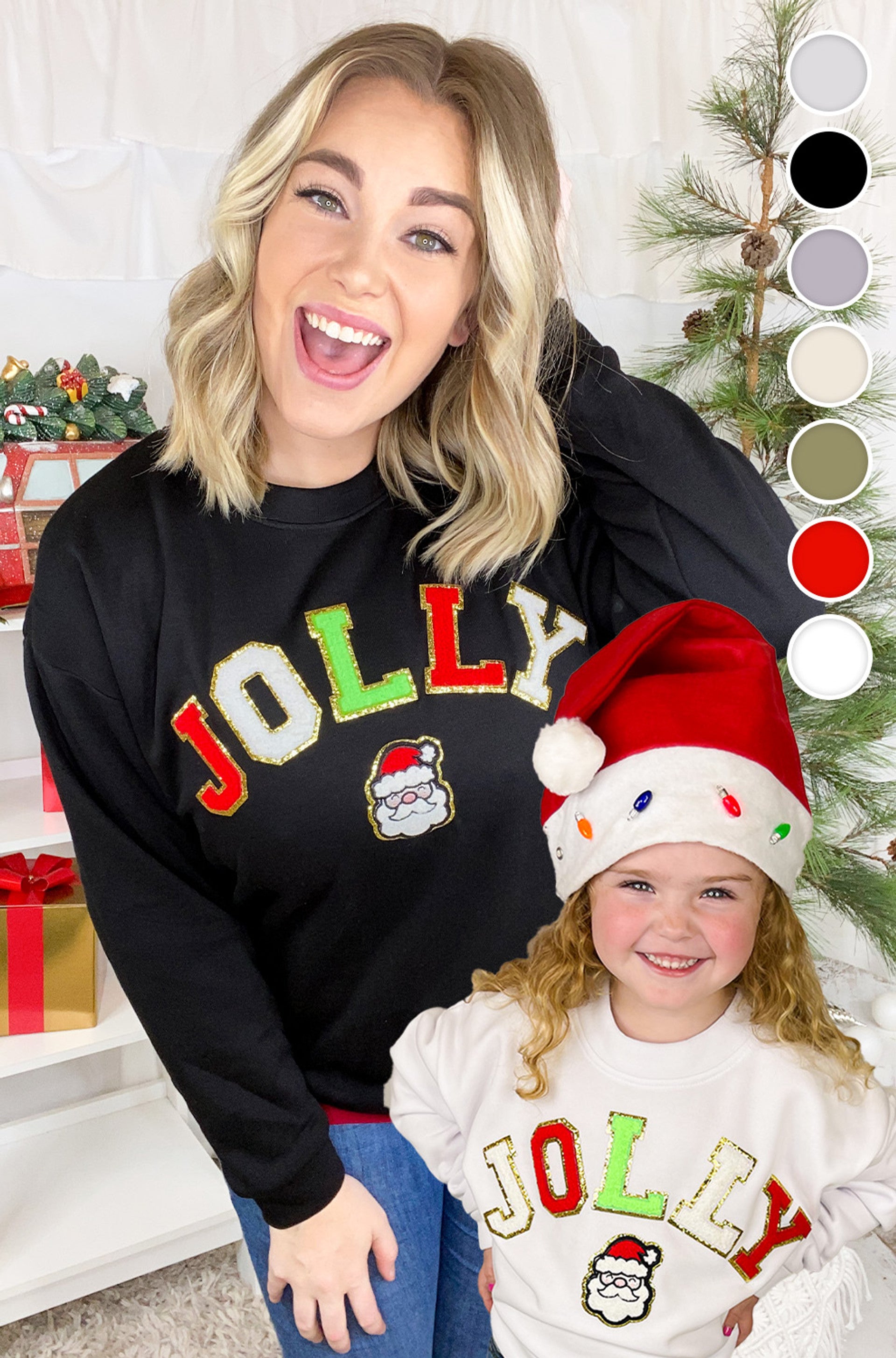 Jolly with Santa Chenille Lettered Shirts