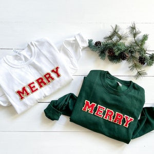 Merry Chenille Lettered Shirts
