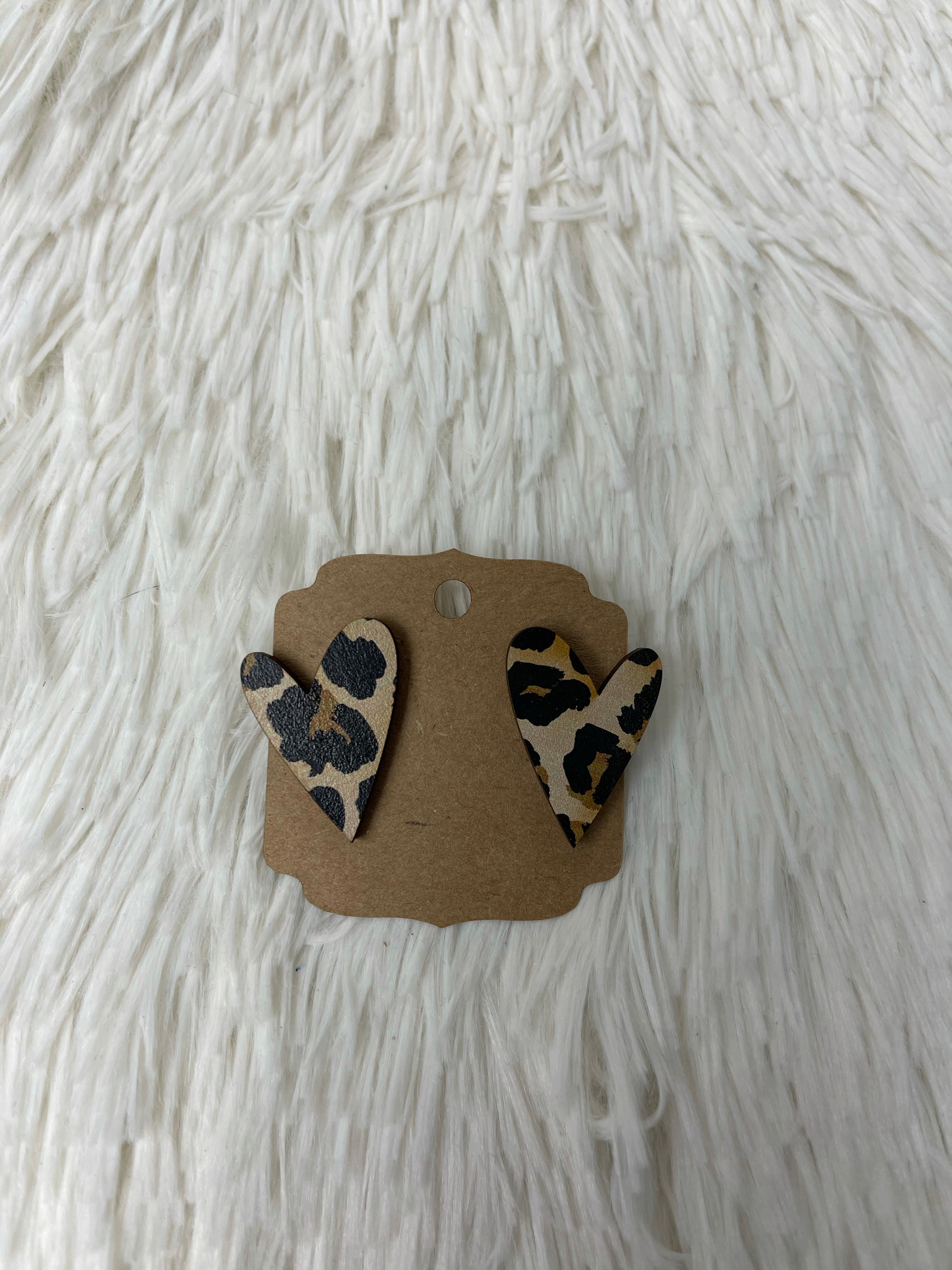 Leopard Print Heart Shaped Earrings