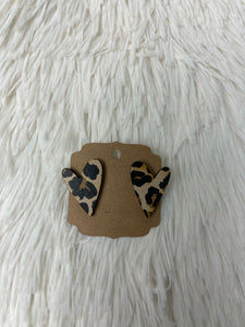 Leopard Print Heart Shaped Earrings