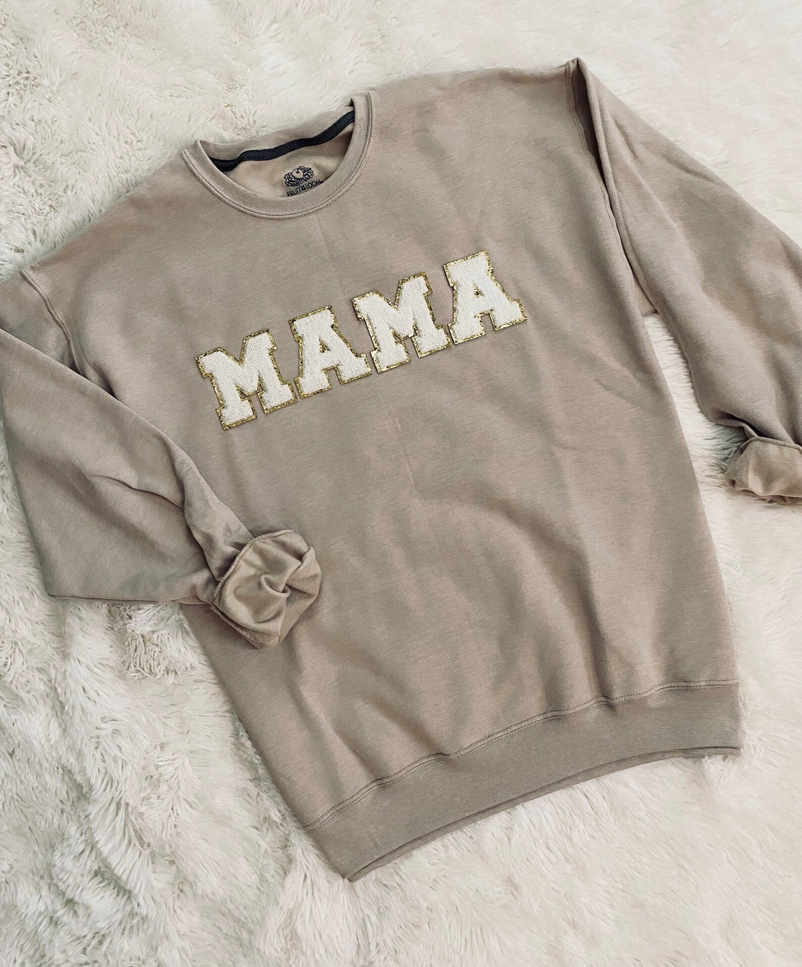 Mama White Letters Chenille Lettered Shirts