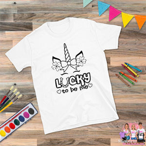Youth Lucky to be me Unicorn Coloring Shirt